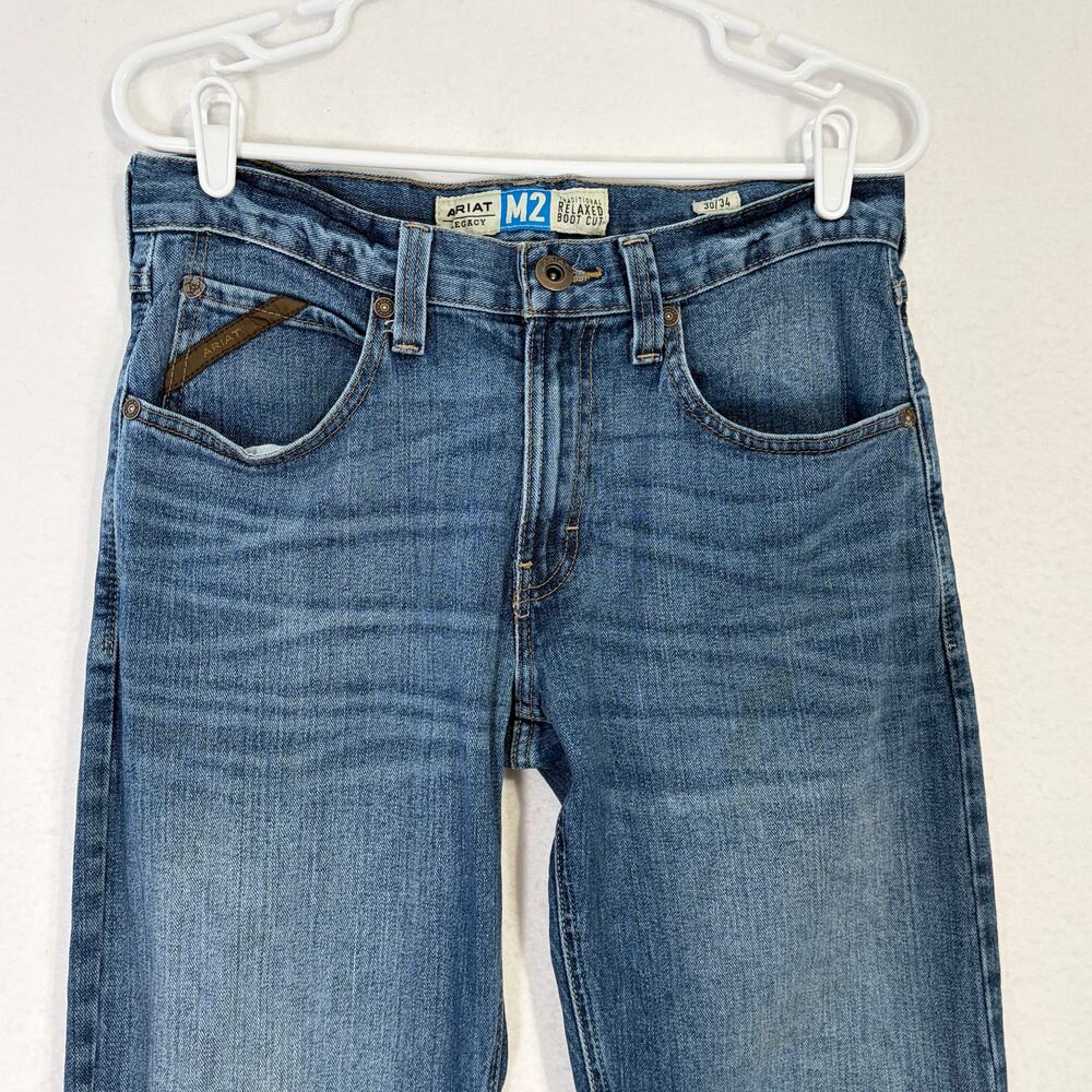 Ariat Traditional Relaxed Bootcut Denim Blue Jeans Mens 30x34 Brandon Legacy M2 - Picture 9 of 12